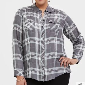 Torrid Gray Plaid Top Women's 4X